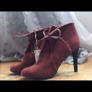 Suede bootie heels